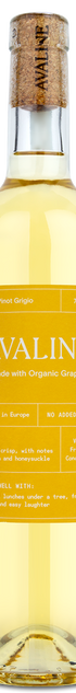 A bottle of Avaline Pinot Grigio showing the winery front label.