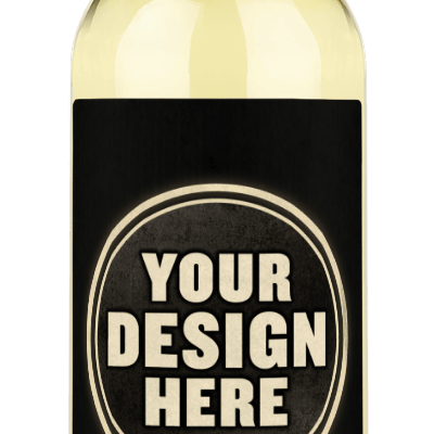 Avaline White Blend wine bottle with a custom label that says Your Design Here in bold white letters.