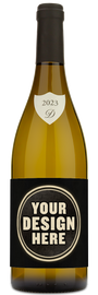 A wine bottle with a blank label reading YOUR DESIGN HERE, ideal for 2023 Domaine Delaporte Silex Sancerre.
