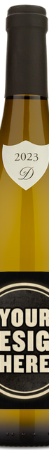 A wine bottle with a blank label reading YOUR DESIGN HERE, ideal for 2023 Domaine Delaporte Silex Sancerre.