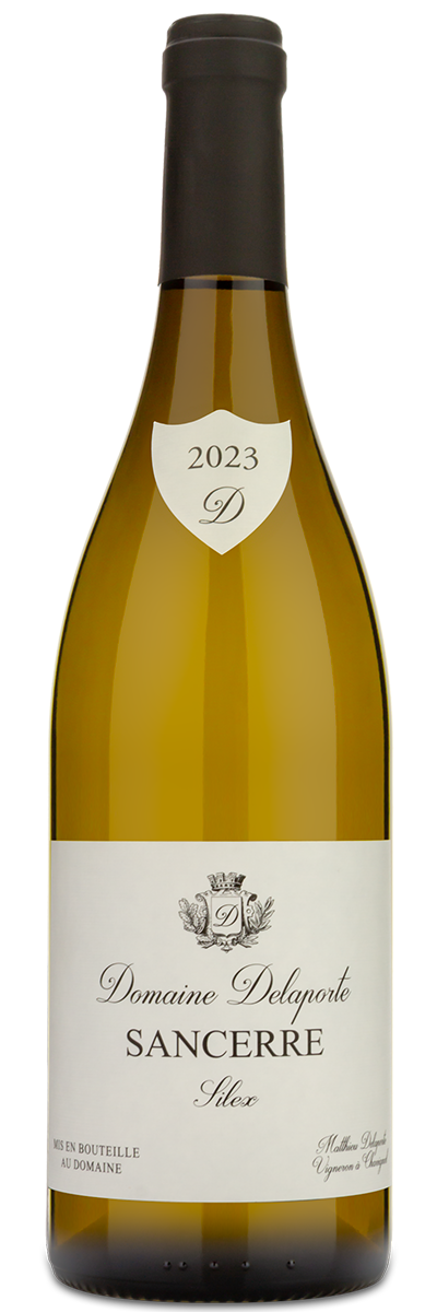 Wine bottle of Domaine Delaporte Sancerre Ileze 2023 on a white background