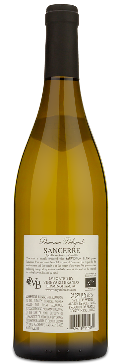The back of a bottle of Domaine Delaporte Silex Sancerre.