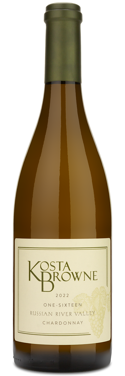 A Personal Wine 2022 Kosta Browne One-Sixteen Russian River Chardonnay bottle with a green foil top.