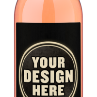 A clear bottle labeled Savasana California Rosé from personalwine, filled with light pink wine.