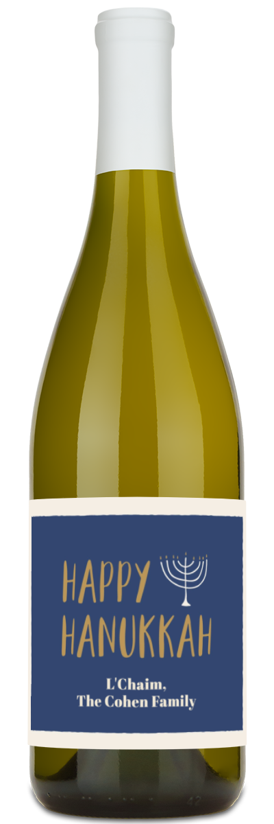 Hanukkah Menorah Label - Personalized Wine