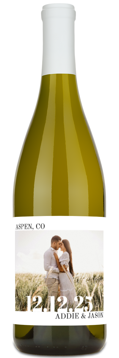 Wedding Day Photo Label - Personalized Wine