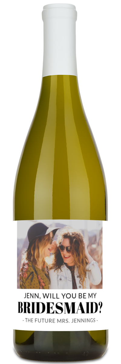 Bridesmaid Photo Label - Personalized Wine