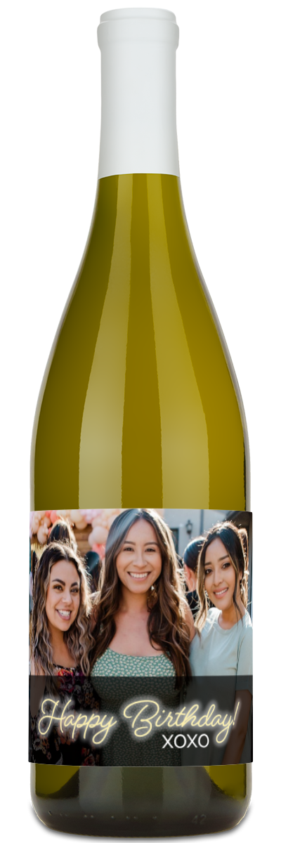 Happy Birthday Photo Label - Personalized Wine