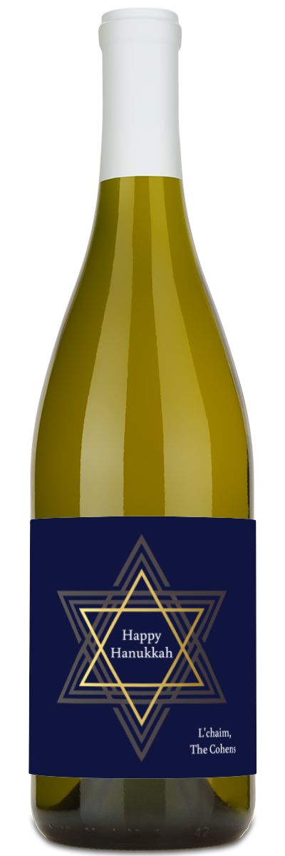Happy Hanukkah Star Label - Personalized Wine