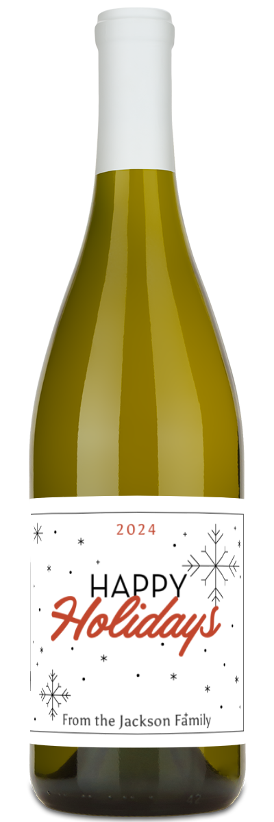 Happy Holidays Snowflake Label - Personalized Wine