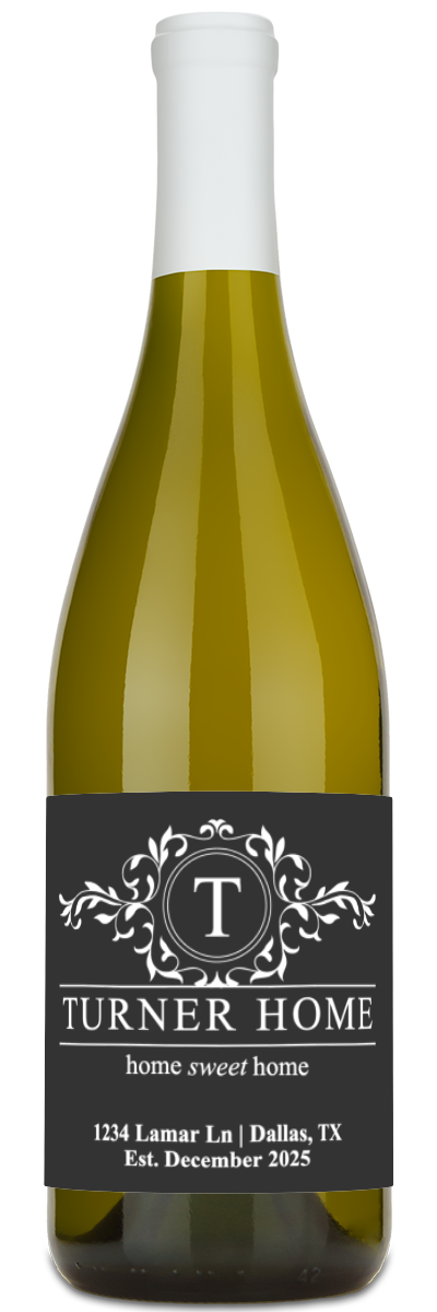 Monogram Home Sweet Home - Personalized Housewarming Wine