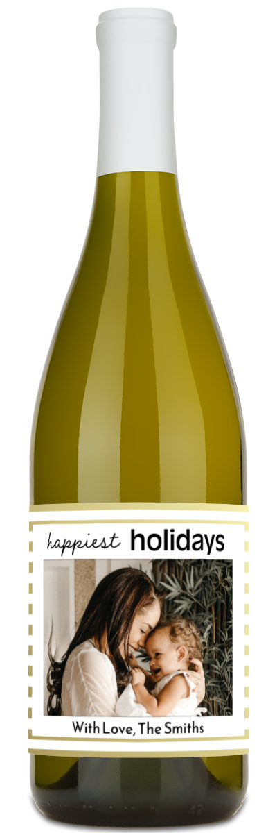 Happiest Holidays Label - Personalized Wine
