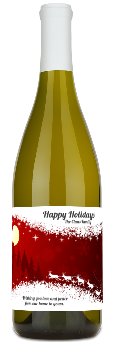 Christmas Silhouette Label - Personalized Holiday Wine