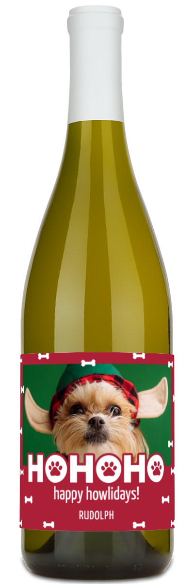 Happy Howlidays Pet Label - Christmas Wine