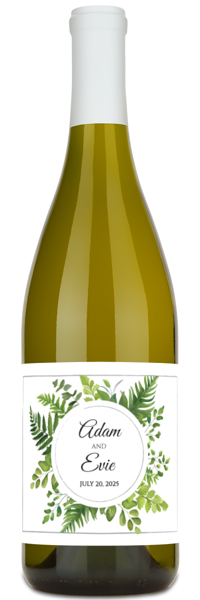 Green Leaves Monogram - Personalized Wine