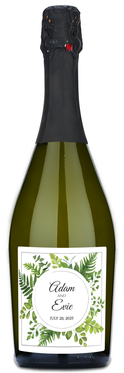 Green Leaves Monogram - Personalized Wine