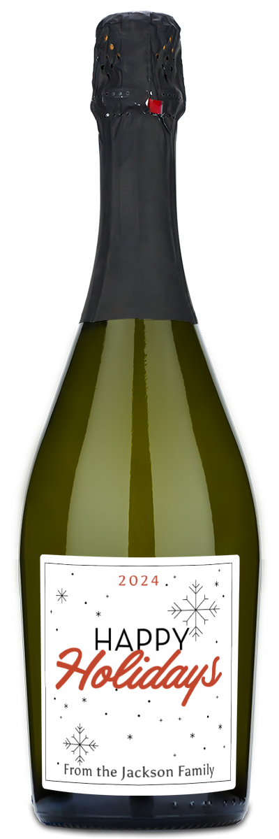 Happy Holidays Snowflake Label - Personalized Wine