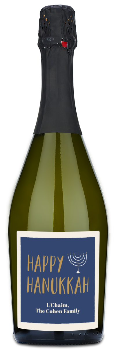 Hanukkah Menorah Label - Personalized Wine