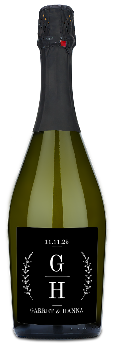Laurel Branches Monogram Label - Personalized Wine