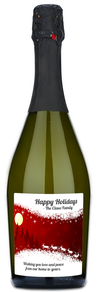 Christmas Silhouette Label - Personalized Holiday Wine