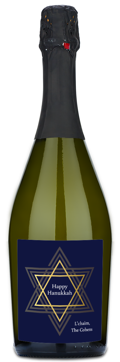 Happy Hanukkah Star Label - Personalized Wine