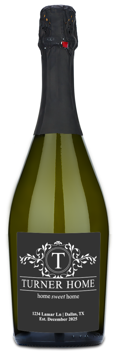 Monogram Home Sweet Home - Personalized Housewarming Wine