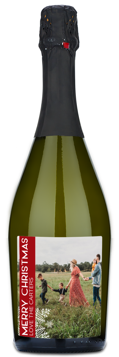 Snowflake Photo Label - Custom Christmas Wine