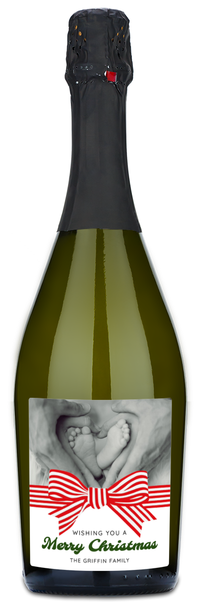 Christmas Bow Label - Custom Holiday Wine