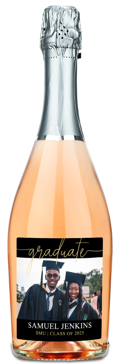 Gold Script Graduate Photo - Personalized Graduation Wine