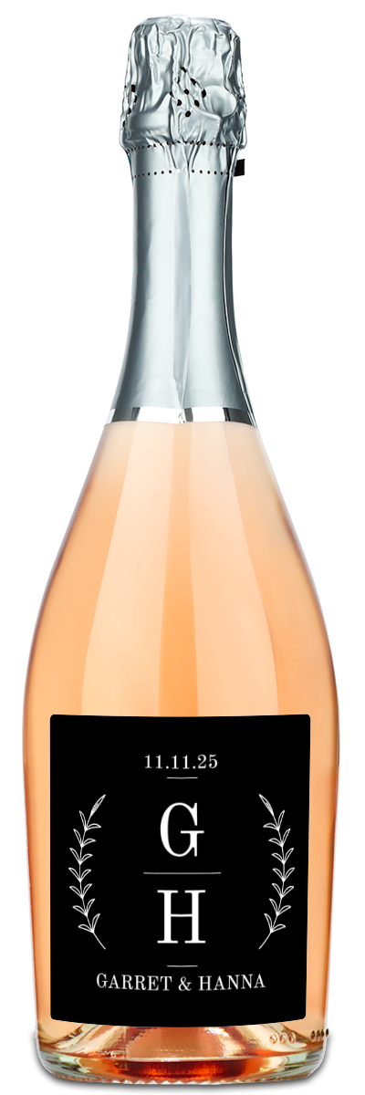 Laurel Branches Monogram Label - Personalized Wine