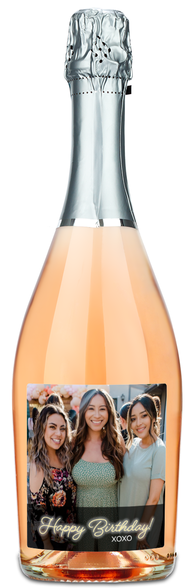 Happy Birthday Photo Label - Personalized Wine