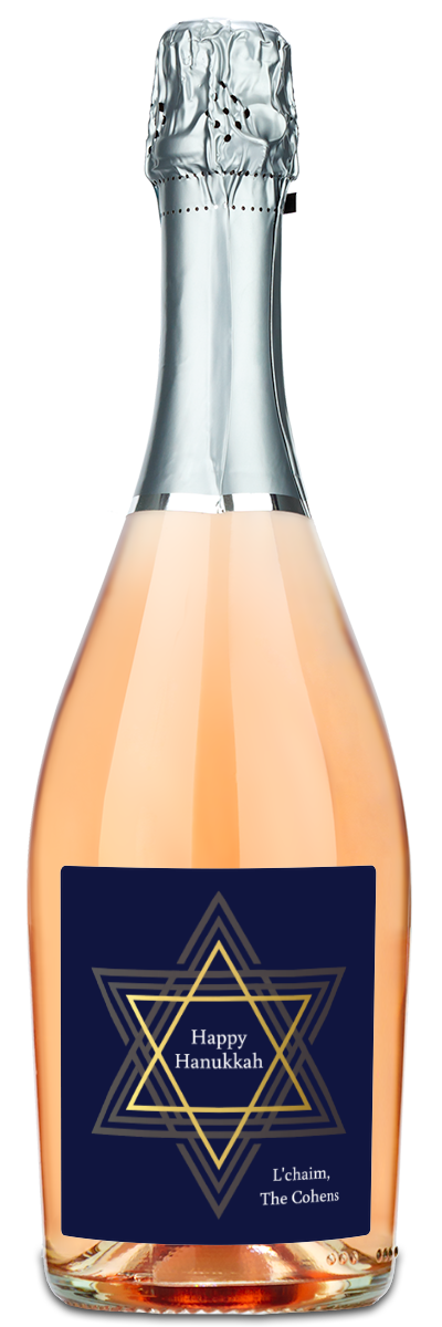 Happy Hanukkah Star Label - Personalized Wine