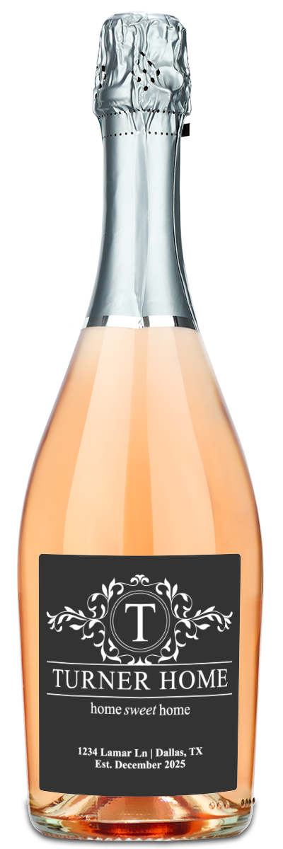 Monogram Home Sweet Home - Personalized Housewarming Wine