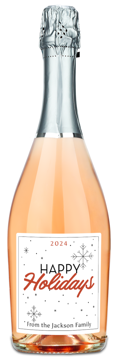 Happy Holidays Snowflake Label - Personalized Wine