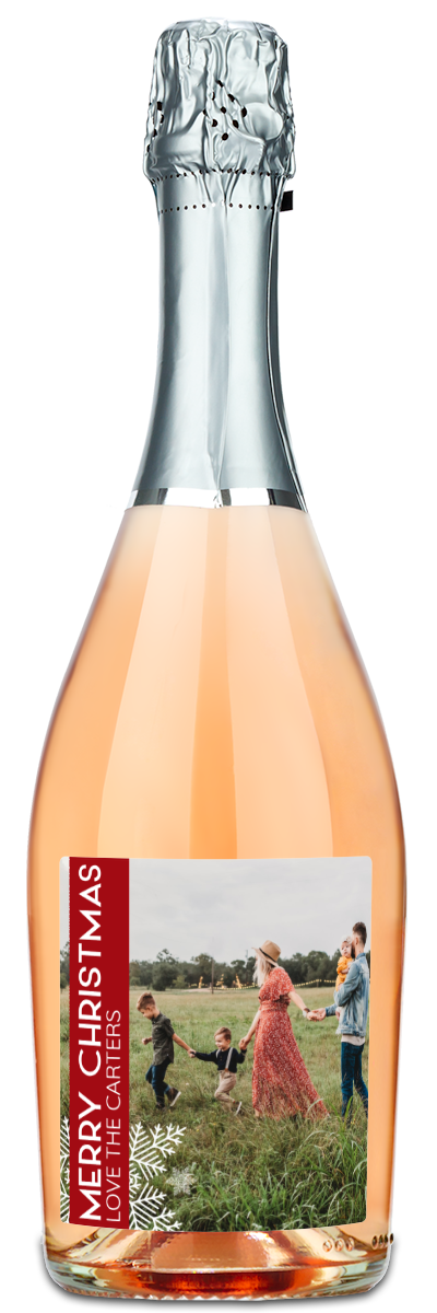 Snowflake Photo Label - Custom Christmas Wine