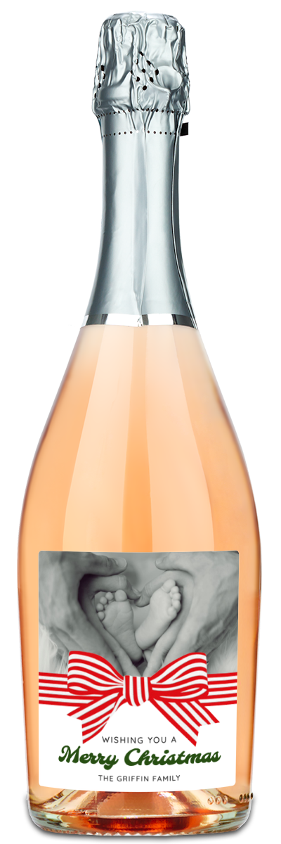 Christmas Bow Label - Custom Holiday Wine