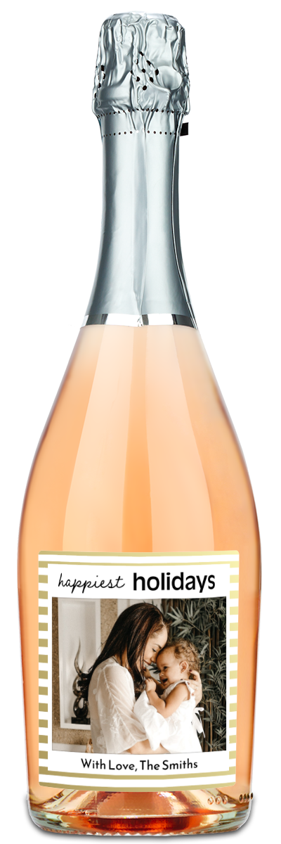 Happiest Holidays Label - Personalized Wine