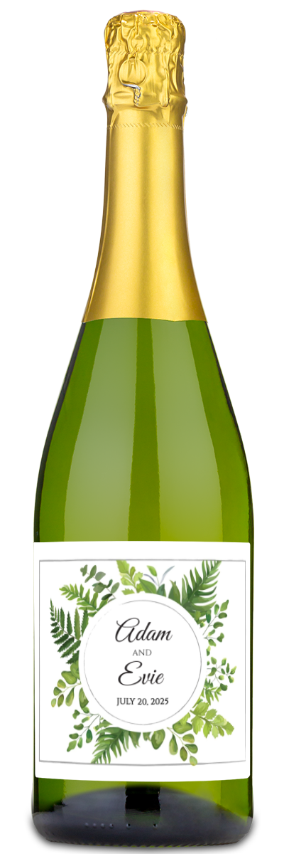 Green Leaves Monogram - Personalized Wine