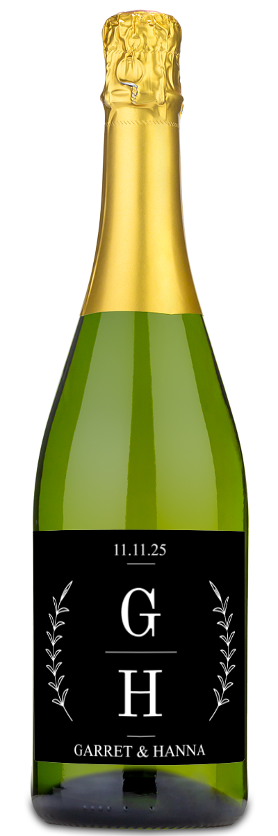 Laurel Branches Monogram Label - Personalized Wine