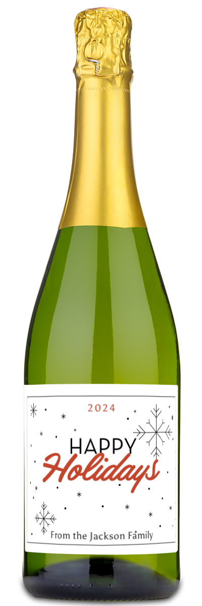 Happy Holidays Snowflake Label - Personalized Wine