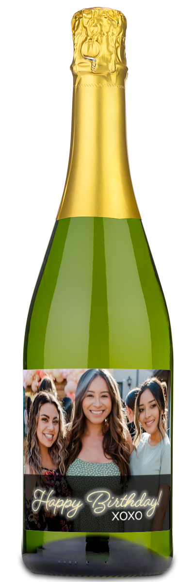 Happy Birthday Photo Label - Personalized Wine
