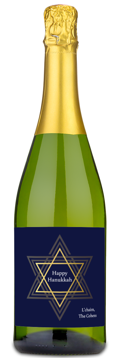 Happy Hanukkah Star Label - Personalized Wine