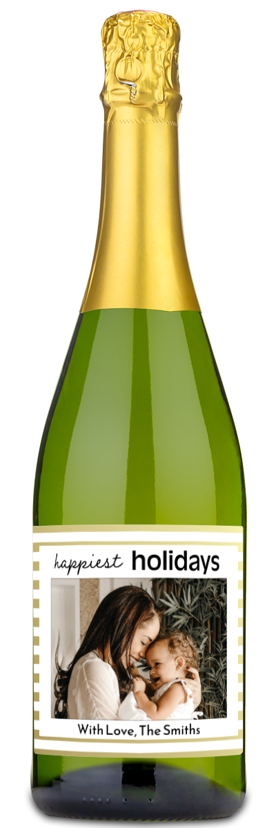 Happiest Holidays Label - Personalized Wine