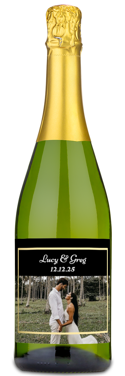 Gold Frame Wedding Photo - Personalized Wine