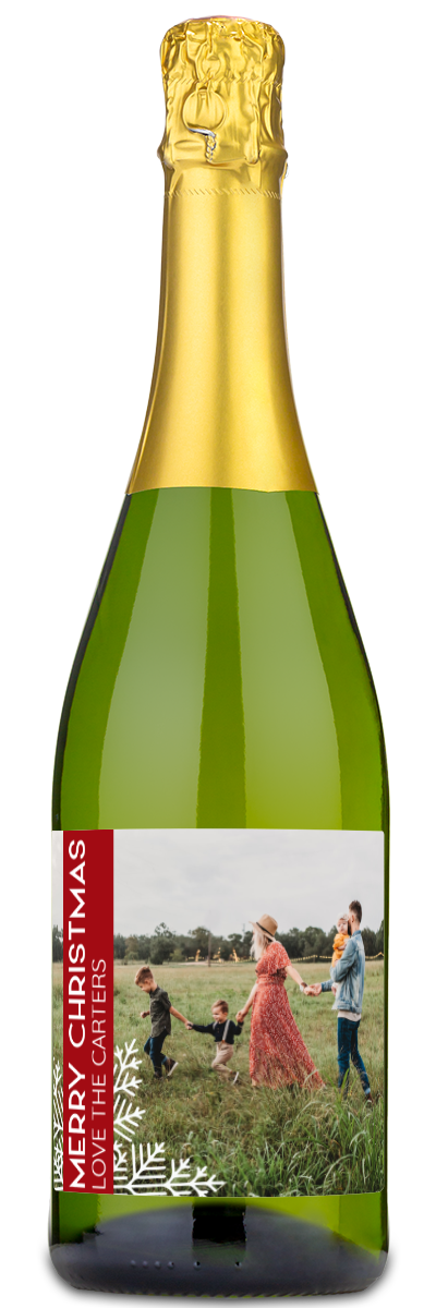 Snowflake Photo Label - Custom Christmas Wine