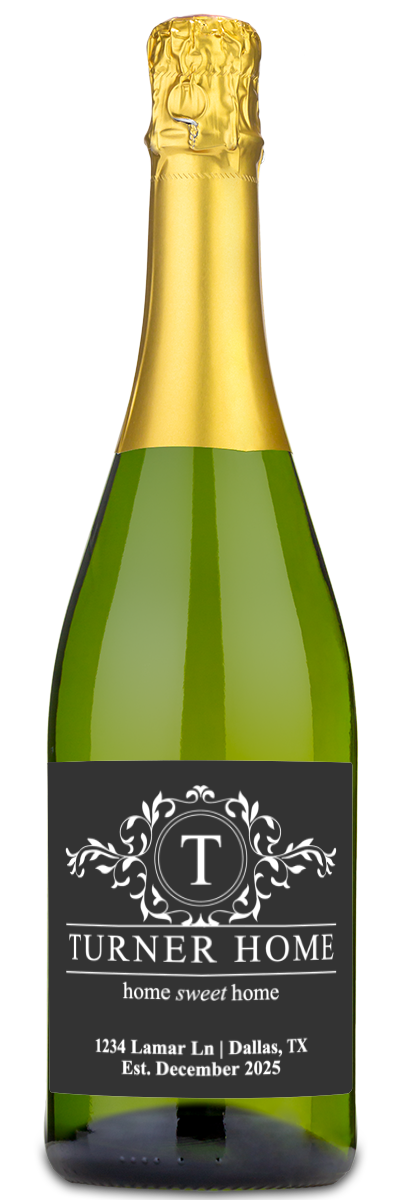 Monogram Home Sweet Home - Personalized Housewarming Wine