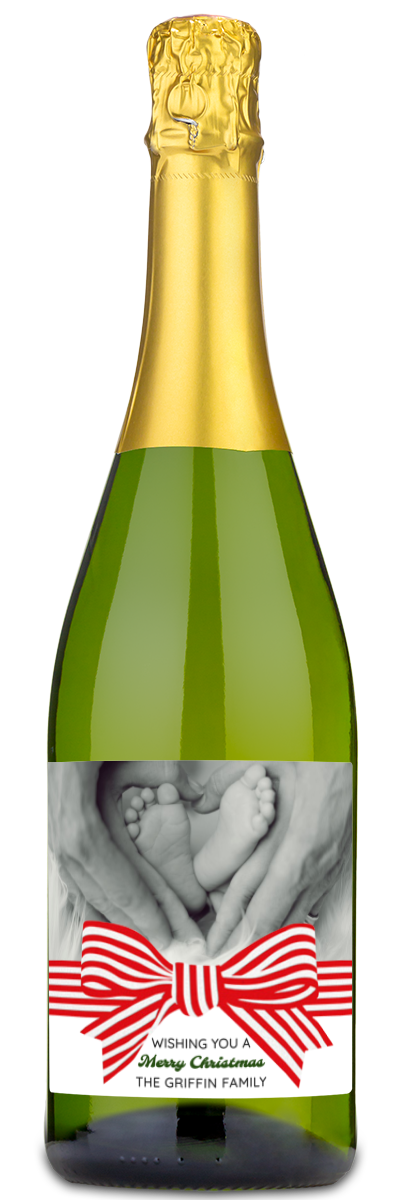 Christmas Bow Label - Custom Holiday Wine