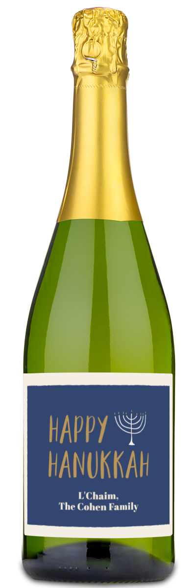 Hanukkah Menorah Label - Personalized Wine