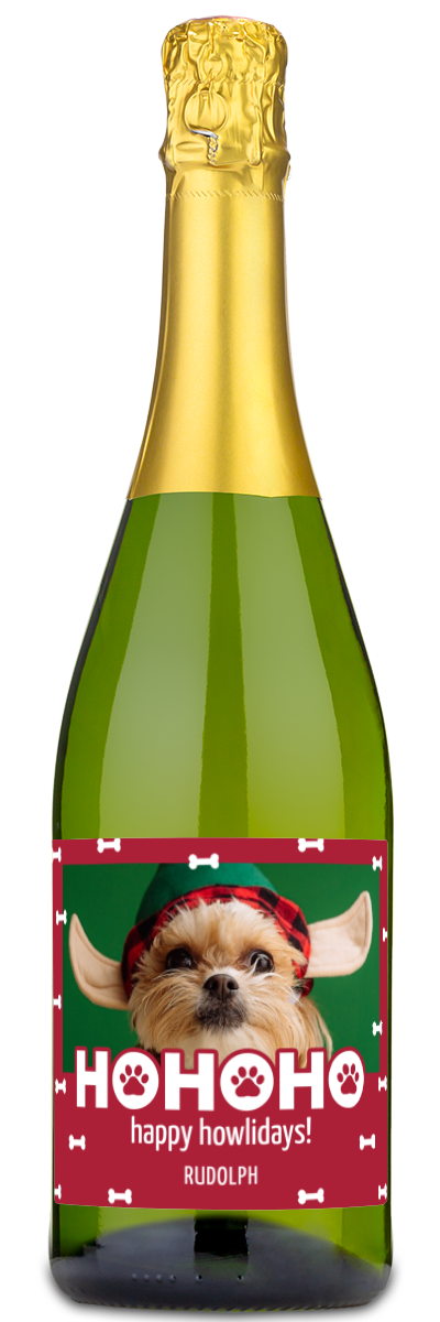 Happy Howlidays Pet Label - Christmas Wine