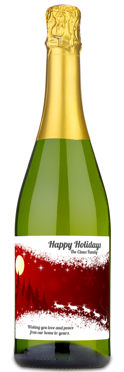 Christmas Silhouette Label - Personalized Holiday Wine